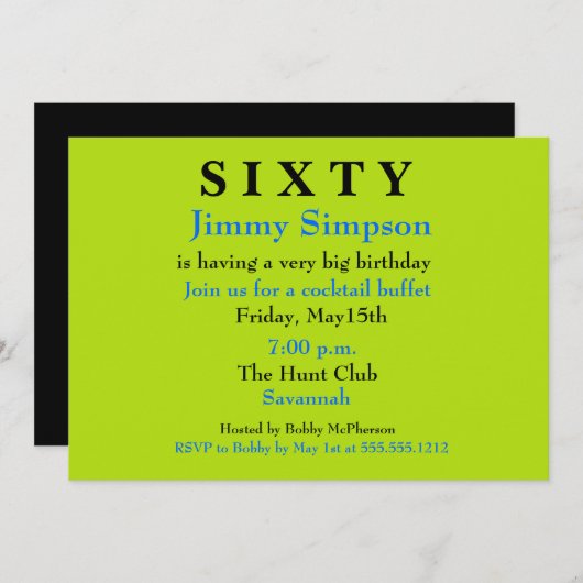 Surprise SIXTIETH Birthday Invitation Kaart (Voorkant / Achterkant)