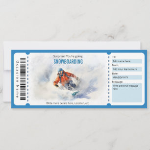Surprise Snowboarden Ticket Voucher Sjabloon Kaart