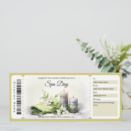 Surprise Spa Day Cadeaubon Sjabloon Kaart (Staand voorkant)