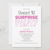 Surprise Sweet 16 roze verjaardagsfeestje Kaart (Voorkant)