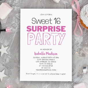 Surprise Sweet 16 roze verjaardagsfeestje Kaart