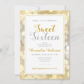 Surprise Sweet 16 Verjaardagsfeest | Gold Bokeh Kaart (Voorkant)
