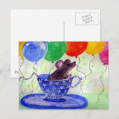Surprise Tea Cup Muis Briefkaart (Voorkant / Achterkant)