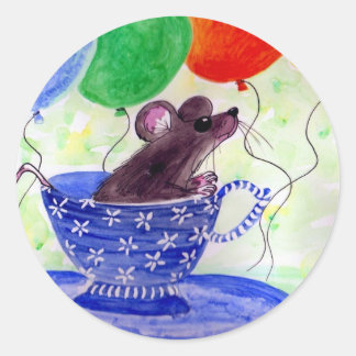 Surprise Tea Cup Muis Ronde Sticker