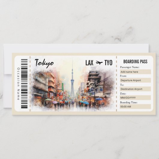 Surprise Tokyo Boarding Pass Cadeaubon INV Kaart (Voorkant)
