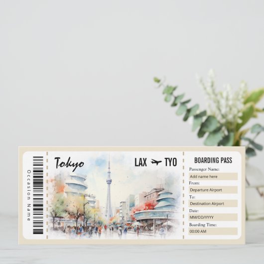 Surprise Tokyo Boarding Pass Cadeaubon INV Kaart (Staand voorkant)