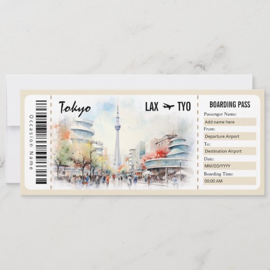 Surprise Tokyo Boarding Pass Cadeaubon INV Kaart (Voorkant)