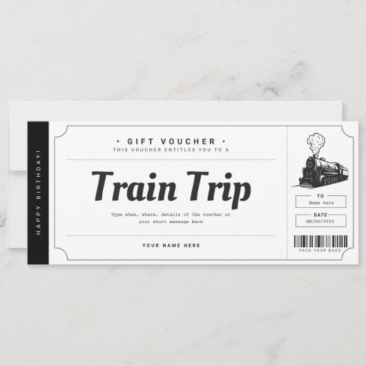 Surprise Treinreis Ticket Cadeau Bon Kaart (Voorkant)