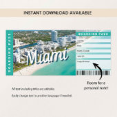 Surprise Trip to Miami Gift Boarding Pass Card Kaart