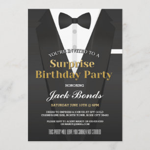 Surprise Tuxedo Black Stropdas Event Birthday Agen Kaart