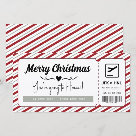 Surprise Vakantie Kerst Voucher Instapkaart (Voorkant / Achterkant)