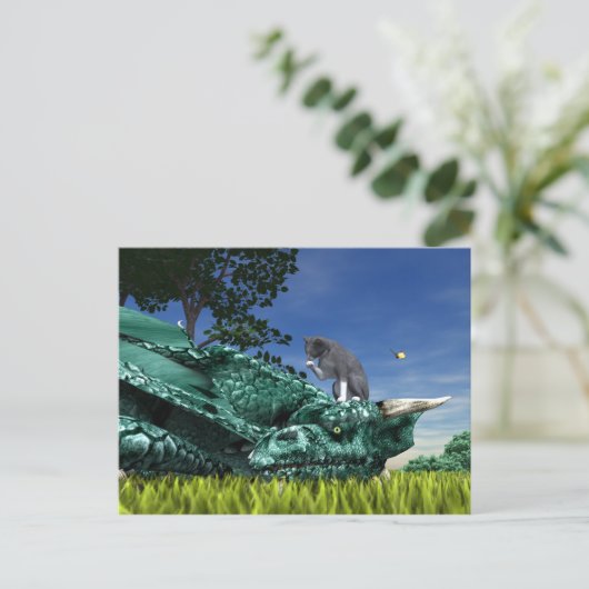 Surprise Visitor - Schattigee kat op het hoofd van Briefkaart (Staand voorkant)