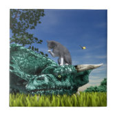 Surprise Visitor - Schattigee kat op het hoofd van Tegeltje (Voorkant)