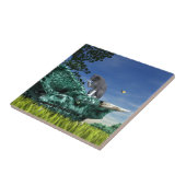 Surprise Visitor - Schattigee kat op het hoofd van Tegeltje (Zijkant)