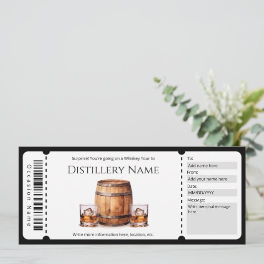 Surprise Whiskey Tour Cadeaubon Sjabloon Kaart (Staand voorkant)