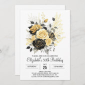 Surprise Wildbloemen Goud en zwart 50ste verjaarda Kaart (Voorkant / Achterkant)