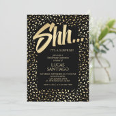 Surprise Zwart Goud Confetti Verjaardag Kaart (Staand voorkant)