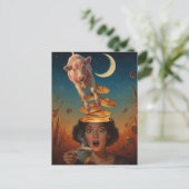 Surprised Breakfast Pancakes Coffee Pink Cow Briefkaart (Staand voorkant)