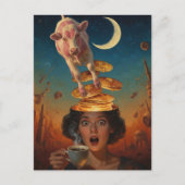Surprised Breakfast Pancakes Coffee Pink Cow Briefkaart (Voorkant)