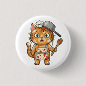 Surprised Chef Cat Cooking Button (Voorkant)