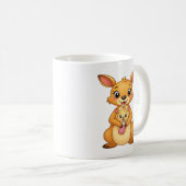 Surprised Kangaroo and Her Baby - Double-Sided Mug Koffiemok (Voorkant rechts)