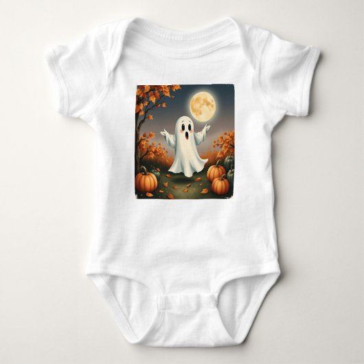 Surprised Little Ghost, Little Halloween Ghost,    Romper (Voorkant)