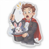 Surprised Magician Rabbit Custom-Cut Vinyl Sticker (Voorkant)