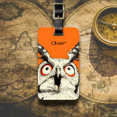 Surprised Owl Illustration Bagagelabel