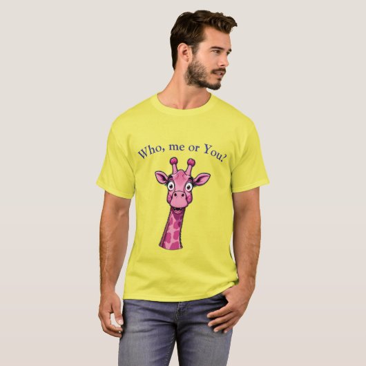 Surprised Pink Giraffe T-shirt (Voorkant volledig)