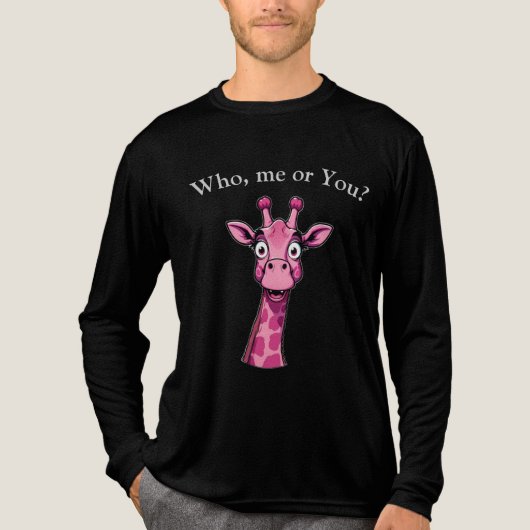 Surprised Pink Giraffe Tri-Blend Shirt (Voorkant volledig)