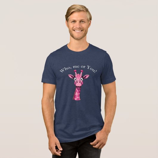 Surprised Pink Giraffe Tri-Blend Shirt (Voorkant volledig)