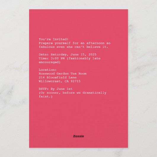 Surprised Retro Glamour Lady Kaart (Achterkant)