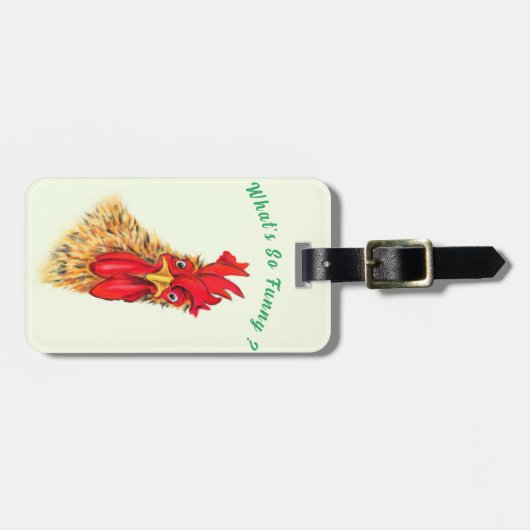 Surprised Rooster Funny Bagagelabel - Aangepaste t (Voorkant horizontaal)