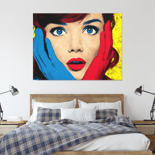 Surprised Woman in Pop Art Canvas Afdruk (Insitu (Slaapkamer))