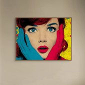 Surprised Woman in Pop Art Canvas Afdruk
