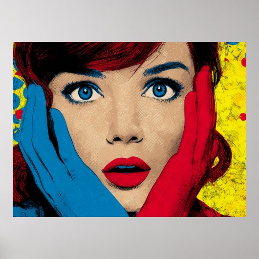 Surprised Woman in Pop Art Poster (Voorkant)
