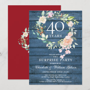 Surprisefeest 40-jarig jubileum bloemrijk blauw ru kaart