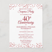 Surprisefeest 40ste verjaardag Robijnen Hartjes Fo Briefkaart (Voorkant)