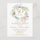 Surprisefeest 50-jarig jubileum rozen slinger uitnodiging briefkaart (Voorkant)