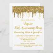 Surprisefeest 50ste verjaardag Wit Goud Glitters Kaart (Voorkant / Achterkant)