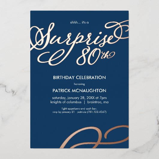 Surprisefeest uitnodiging 80ste verjaardag goud fo (Voorkant)
