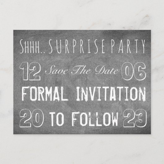 Surprisefeest Uitnodiging Save The Date Schoolbord (Voorkant)