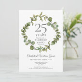 Surprisefeestje 25-jarig jubileum bosgroen kaart (Staand voorkant)
