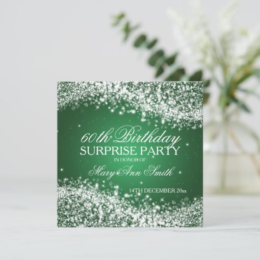 Surprising Birthday Party Sparkling Wave Green Kaart (Staand voorkant)