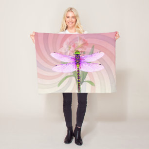 Surreal 60's Theme Dragon Fly Fleece Deken