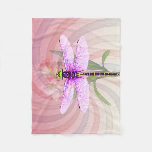 Surreal 60's Theme Dragon Fly Fleece Deken (Voorkant)