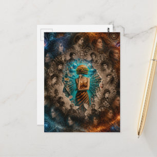 Surreal Abstract Dames Cheeseburger Hoof Cirkel Briefkaart