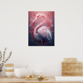 Surreal Abstract Roze Flamingo Poster (Keuken)