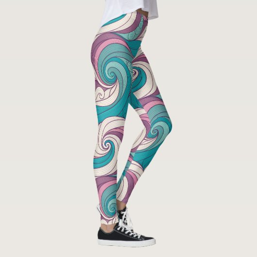 Surreal Abstract Waves Pattern – Dreamlike Fluid  Leggings (Rechts)