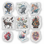 Surreal Anatomy Collage - Fusion of Brain, Nature Sticker (Voorkant)